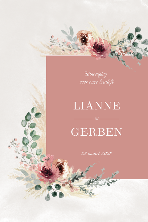 Uitnodiging voor de bruiloft in roesttinten