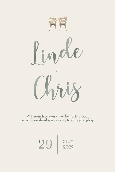 Bijzondere trouwkaart met icoontjes