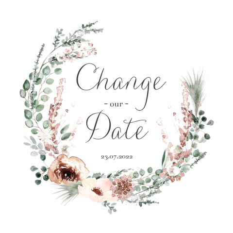 Change the Date kaart met bohemian bloemen