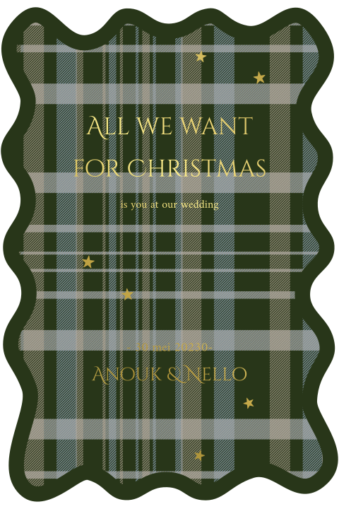 Trend Save the Date kerstkaart met Schotse ruit