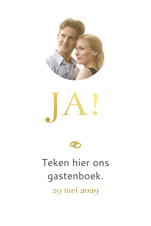bordje bij gastenboek met foto