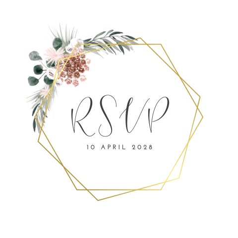 RSVP kaartje met folie: Gold Geometric