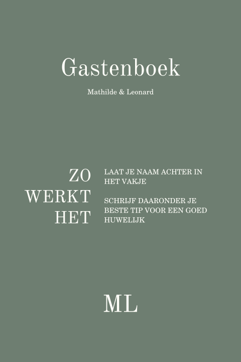 Groen informatiebordje bij gastenboek