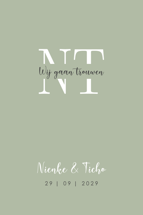 Groene trouwkaart met logo in wit
