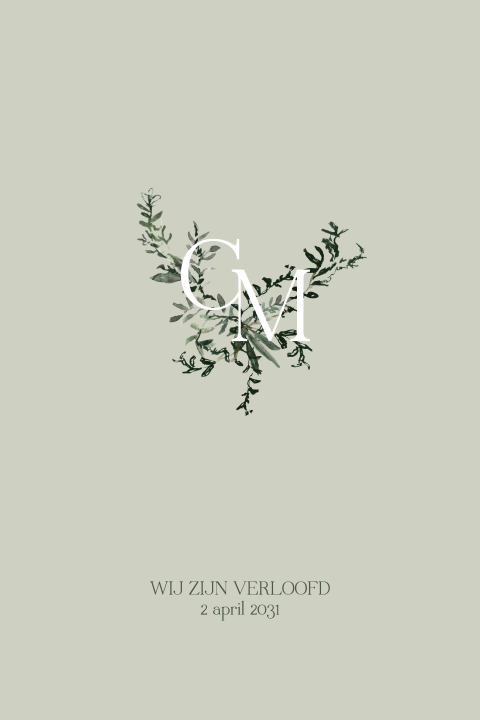 Botanische verlovingskaart in groen