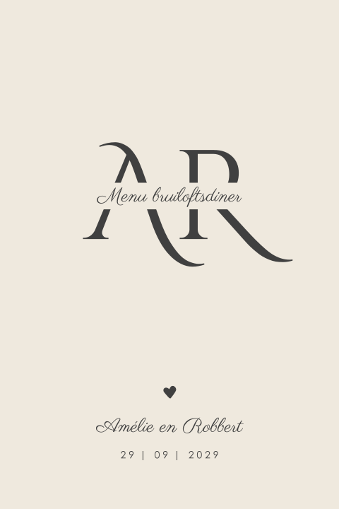 Klassieke menukaart bruiloft met logo
