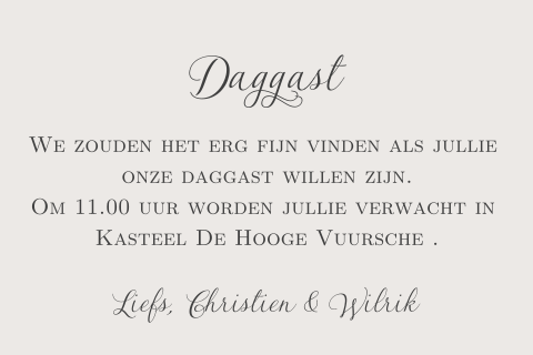Kleine kaartje bij trouwkaart