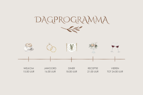 Dagprogrammakaartje met icoontjes en hoogglans