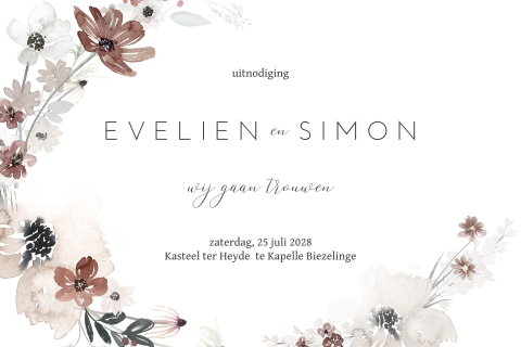 Romantische trouwkaart ontwerpen met bloemen