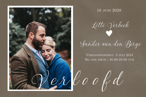 Verlovingskaart met foto en hartje