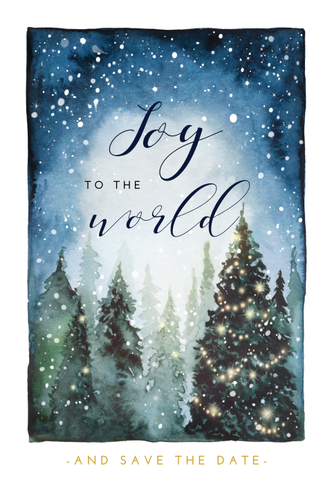 Kerst Save the Date met kerstbomen