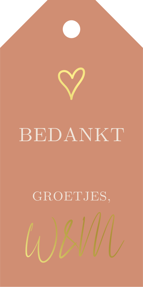 Gekleurd labeltje voor bruiloft bedankjes met folie