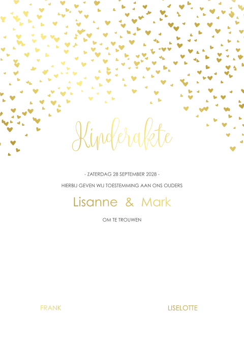 Luxe kinderakte met hartjes en goudfolie