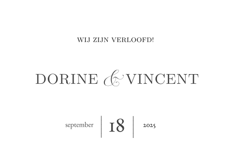 Stijlvolle verlovingskaart liggend