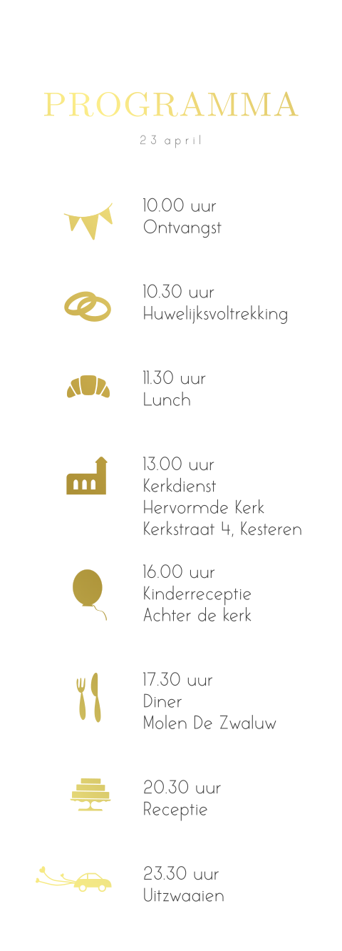 Daggastenkaartje met programma en fotolijst