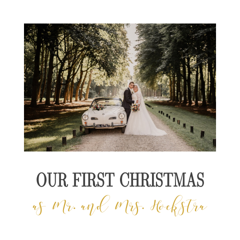 Bedankkerstkaart met jullie trouwfoto en lieve tekst