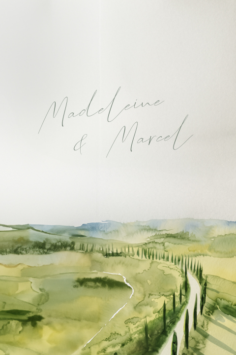 Trouwkaart met italiaans landschap