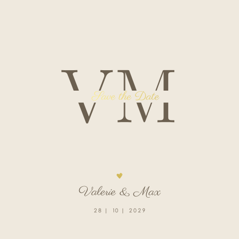 Beige Save the Date met goudfolie