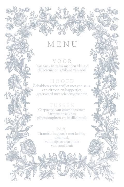 Klassieke menukaart met bloemenrand