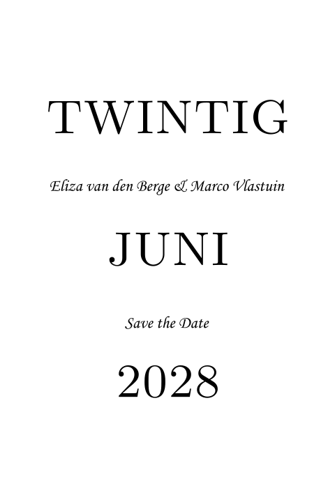 Moderne Save the Date met grote datum