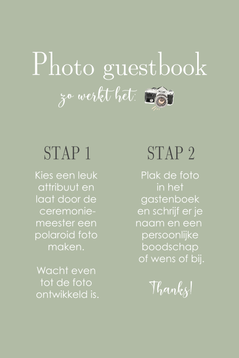 Gastenboek bordje met informatie - staand
