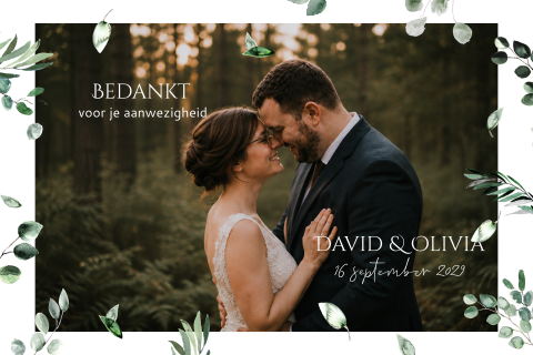Bedankkaart met foto en blaadjes
