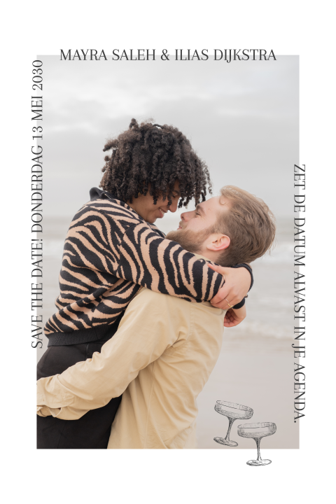 Foto Save the Date met champagneglazen