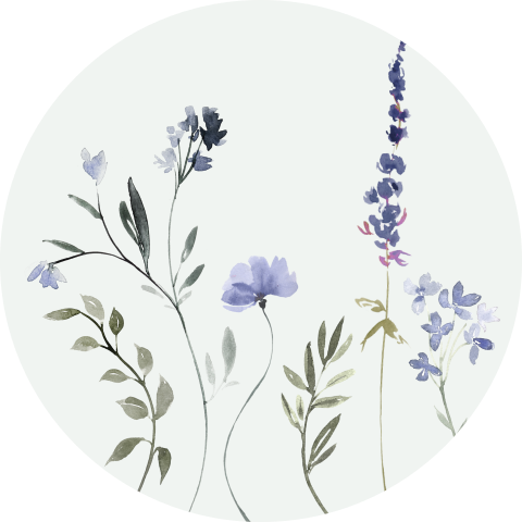 Groene sluitzegel met blauwe bloemen