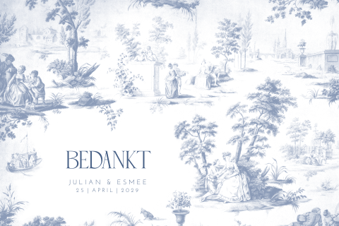 Toile de jouy bedankkaart