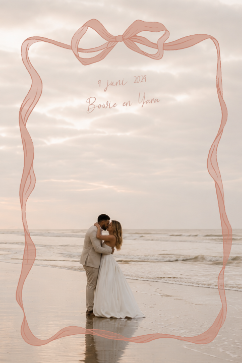 Romantische bedankkaart met strik