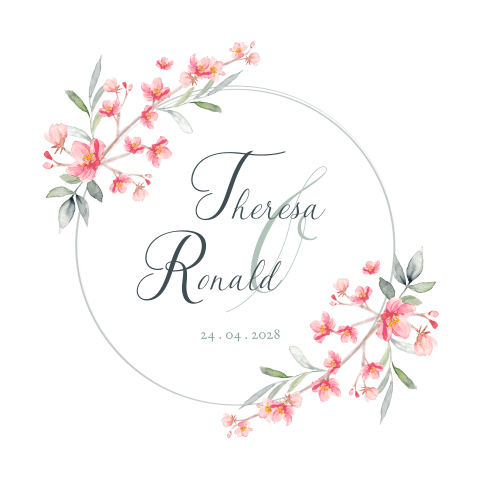 Trouwkaart met mooie bloesem in rose