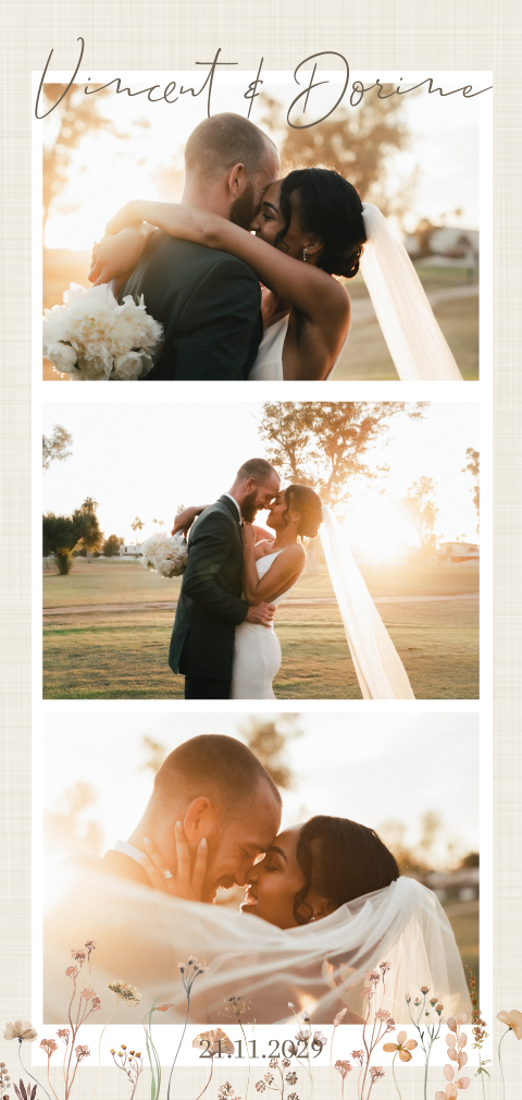 Bedankkaart met foto's en bloemen