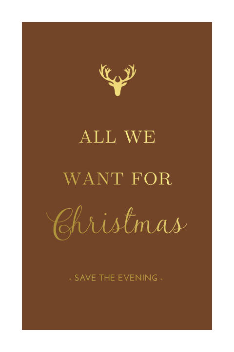 Kerst Save the Date kaart met goudfolie en witte rand