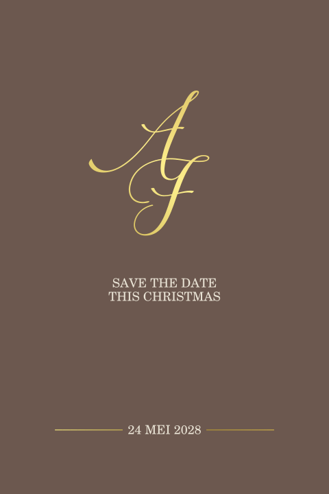 Klassieke Save the Date kerstkaart in kleur met folie