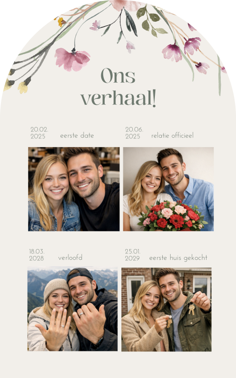 Bruiloftsbord met liefdesverhaal