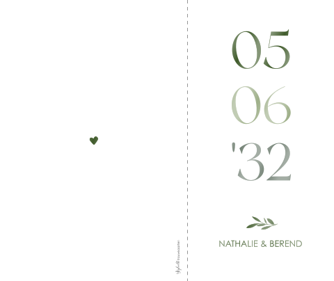 Originele trouwkaart met trouwdatum in groen