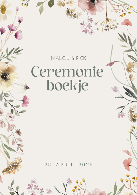 Boekje met bloemen voor ceremonie