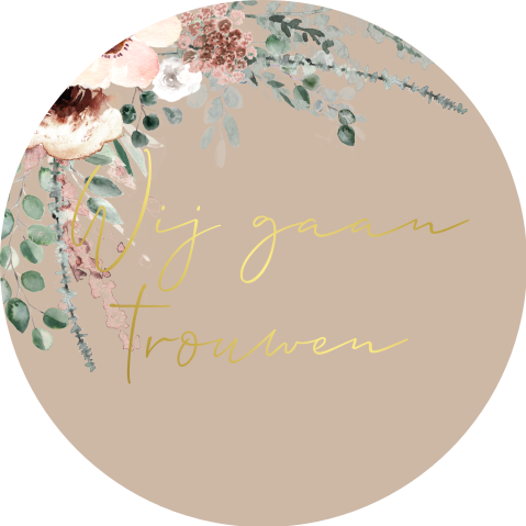 Sluitsticker met goudfolie en bloemen