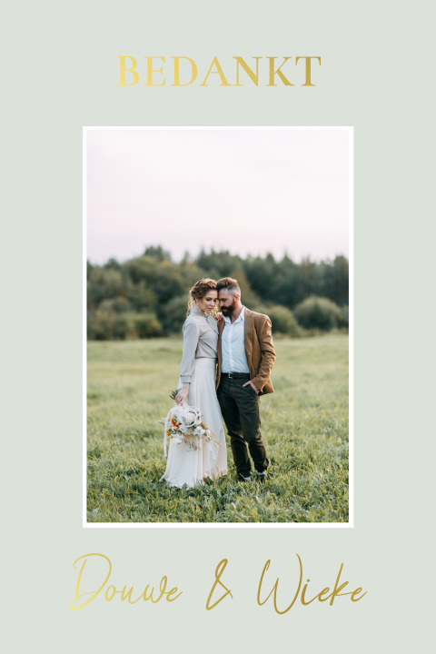 Bedankaart met foto en goudfolie