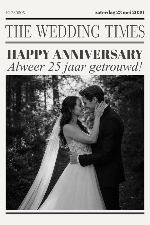 Jubileumkaart in vintage newspaper stijl