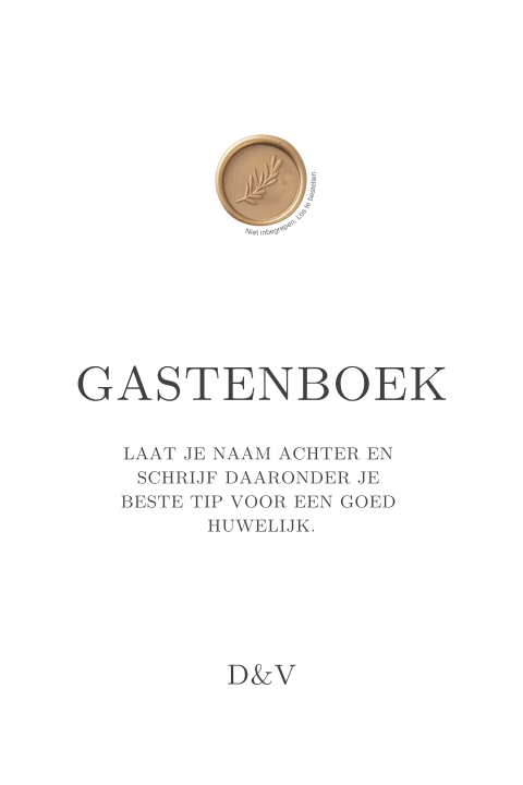 Staand gastenboek bordje met lakzegel