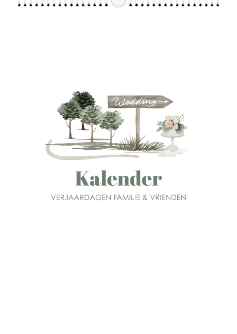 Kalender als gastenboek met icoontjes