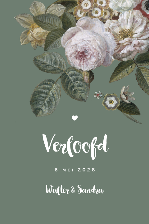 Verlovingskaart met bloemen van Hollandse Meesters