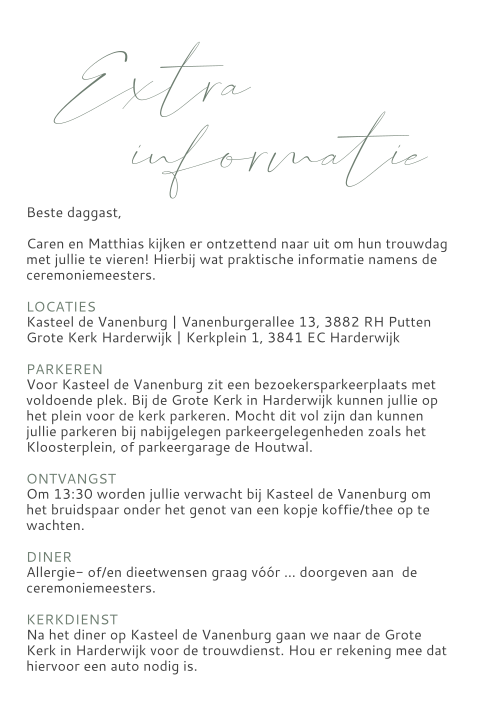 Extra informatie kaart A4 formaat