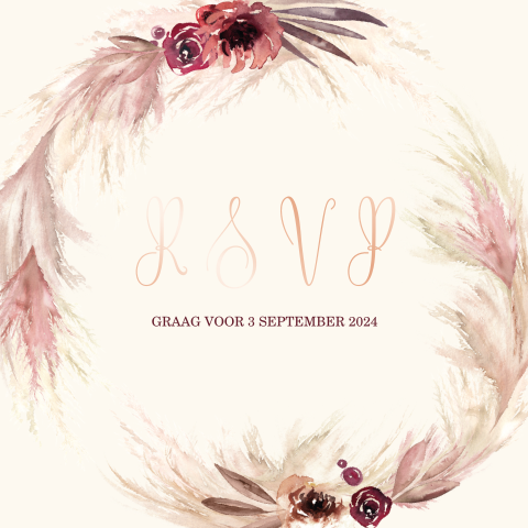 Bohemian RSVP kaartje met roséfolie
