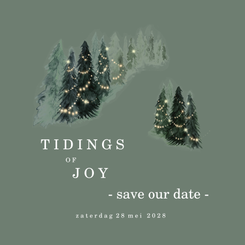 Save the Date kerstkaart met kerstboompjes