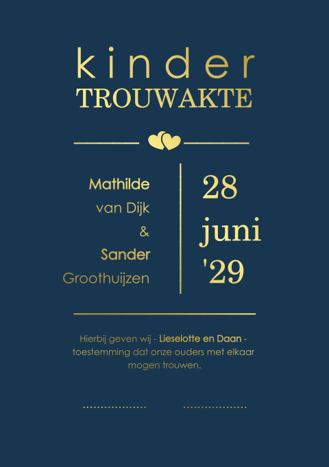 Moderne kindertrouwakte voor ceremonie maken