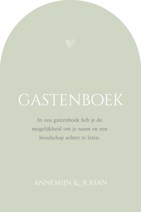 Informatiebordje in boogvorm bij gastenboek