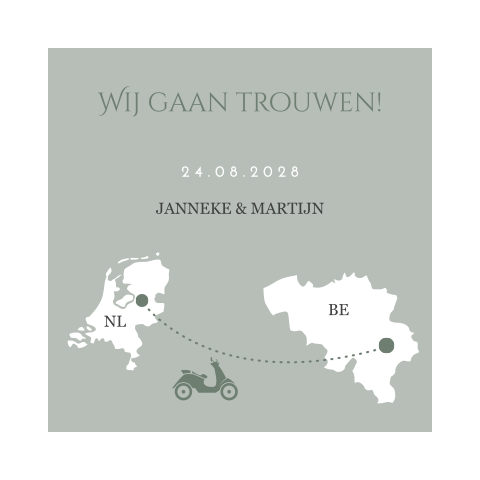 Trouwkaart voor een bruiloft in Belgie