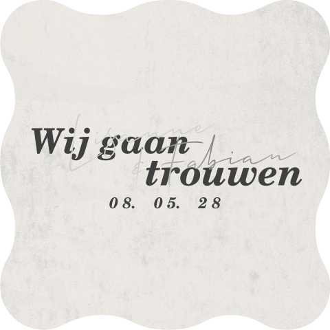 Moderne trouwkaart met zilverfolie en velvet look